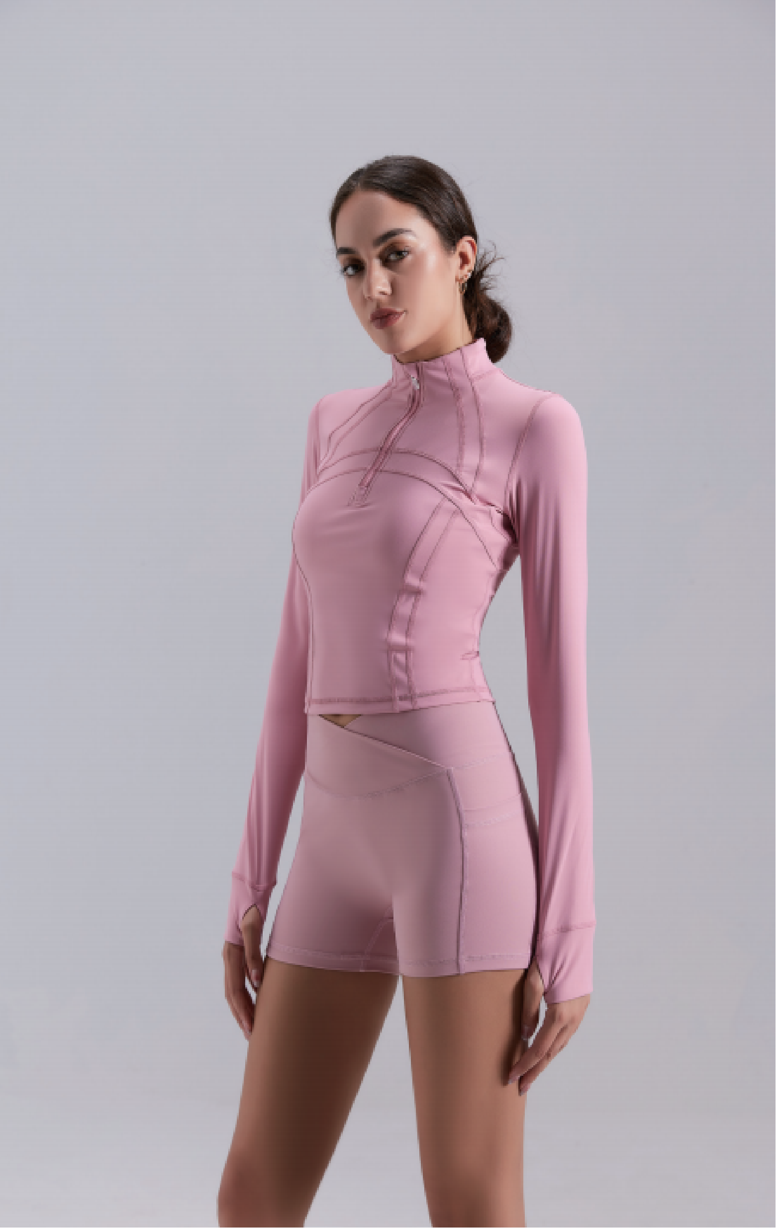 Half-Zip Soft Fitness Long Sleeve Top